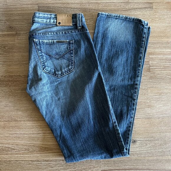 Armani Exchange Jeans Womans Size 4 Low Rise Straight Leg Distressed Denim - Picture 1 of 13